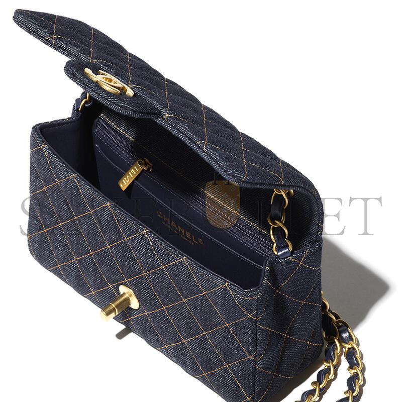 CHANEL MASTER 26P DENIM MINI CLASSIC FLAP BAG A69900 (20*14*8cm)